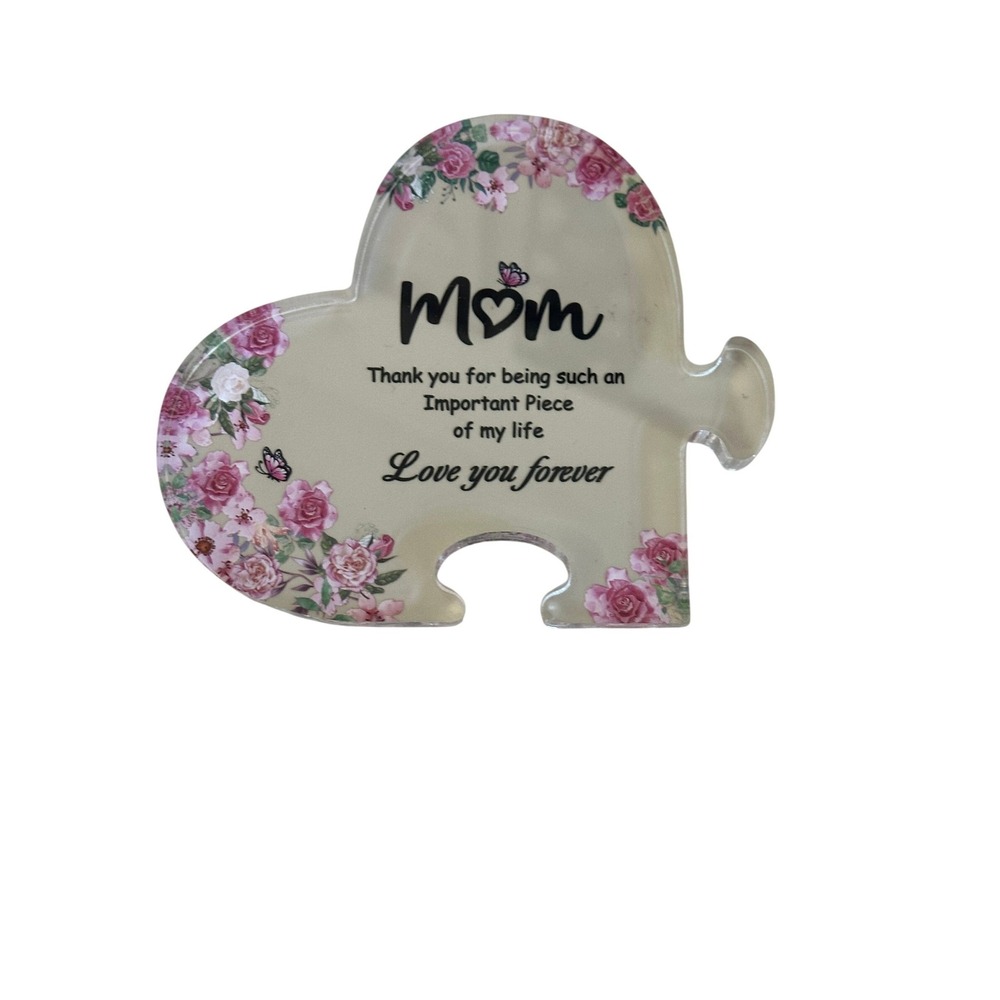 Mom Puzzle Heart Keepsake Gift Acrylic Floral Love‎ You Forever Decoration